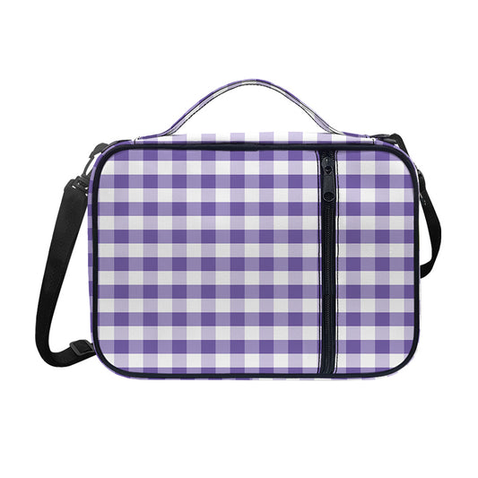Purple And White Gingham Pattern Print Shoulder Strap Bible Bag