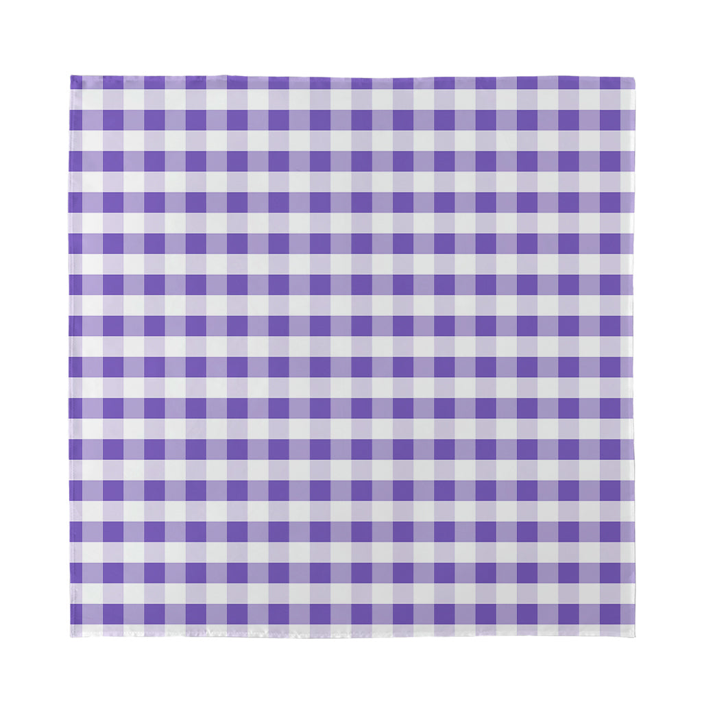 Purple And White Gingham Pattern Print Silk Bandana