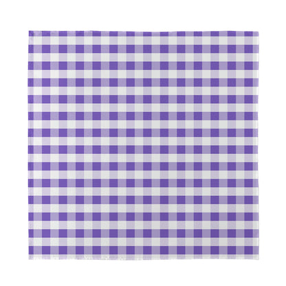 Purple And White Gingham Pattern Print Silk Bandana