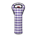 Purple And White Gingham Pattern Print Single Neoprene Wine Tote
