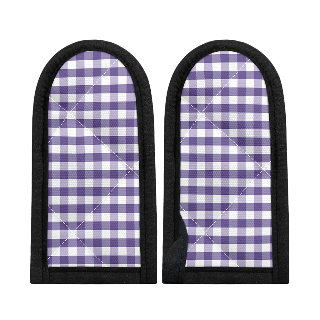 Purple And White Gingham Pattern Print Skillet Handle Cover