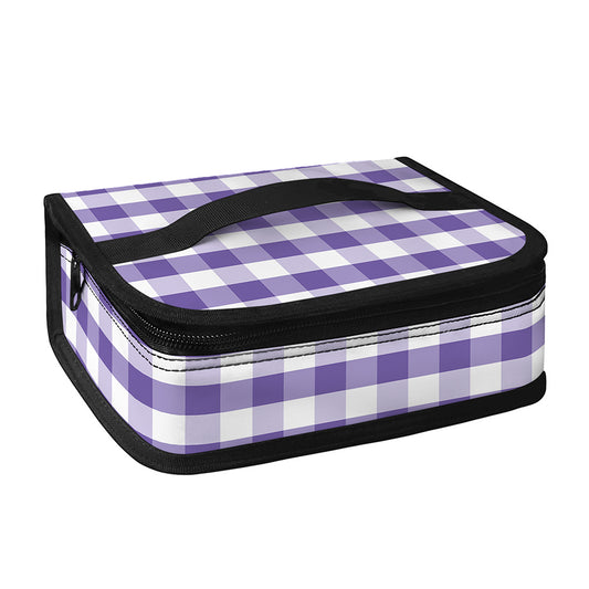 Purple And White Gingham Pattern Print Small Lunch Bag