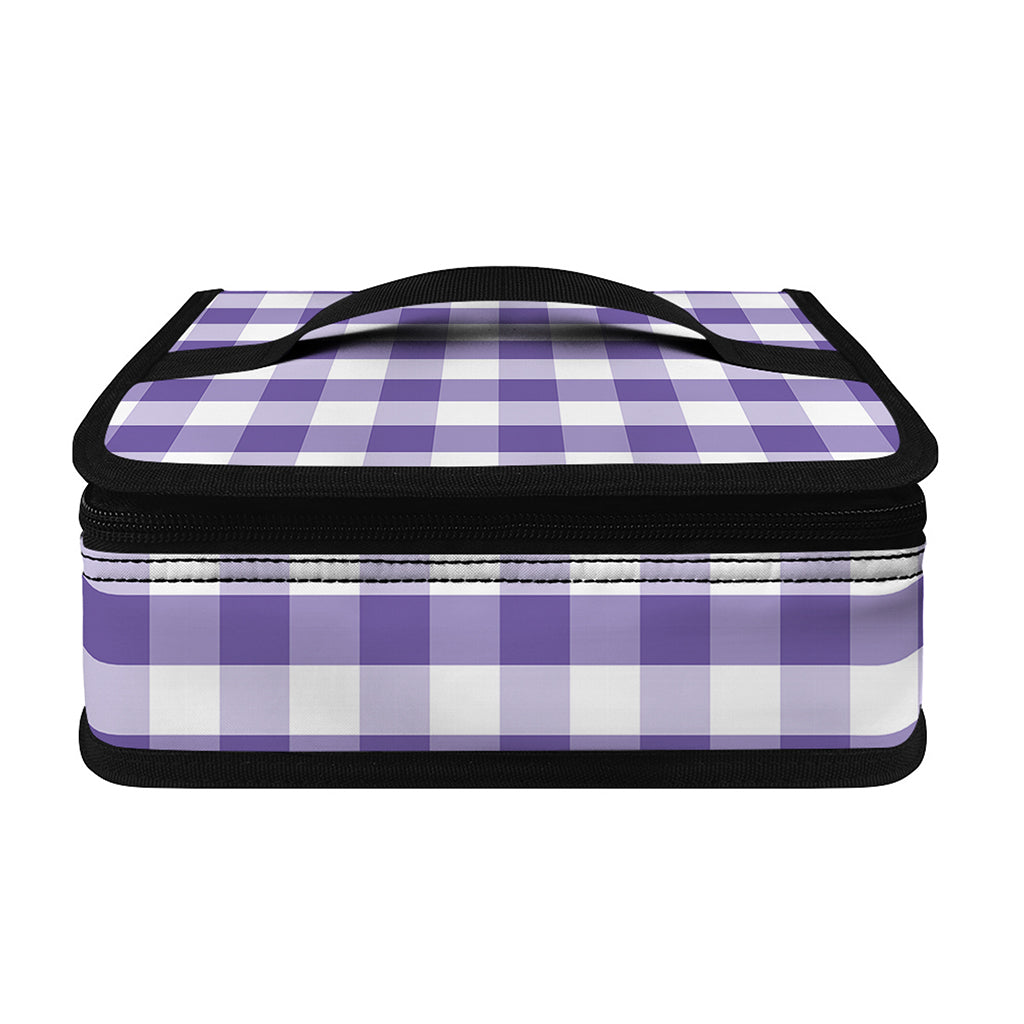Purple And White Gingham Pattern Print Small Lunch Bag