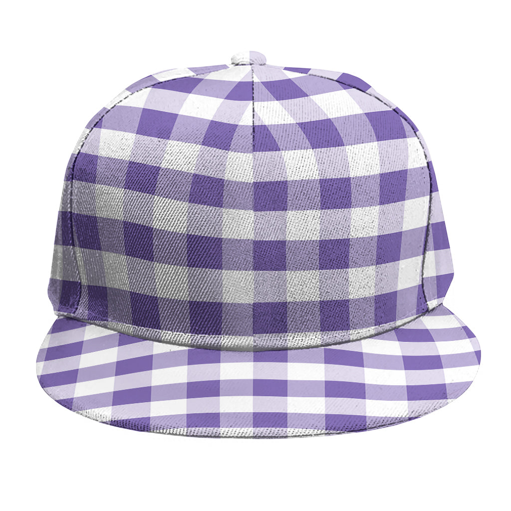 Purple And White Gingham Pattern Print Snapback Cap