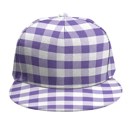 Purple And White Gingham Pattern Print Snapback Cap