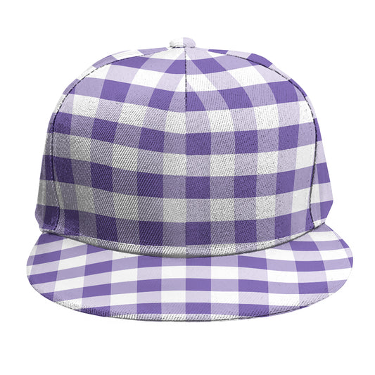 Purple And White Gingham Pattern Print Snapback Cap
