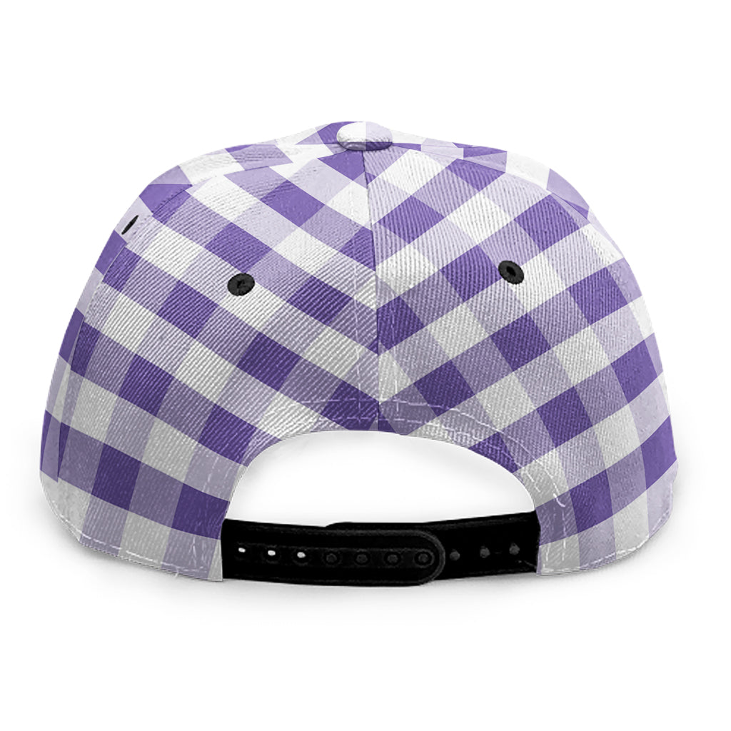 Purple And White Gingham Pattern Print Snapback Cap