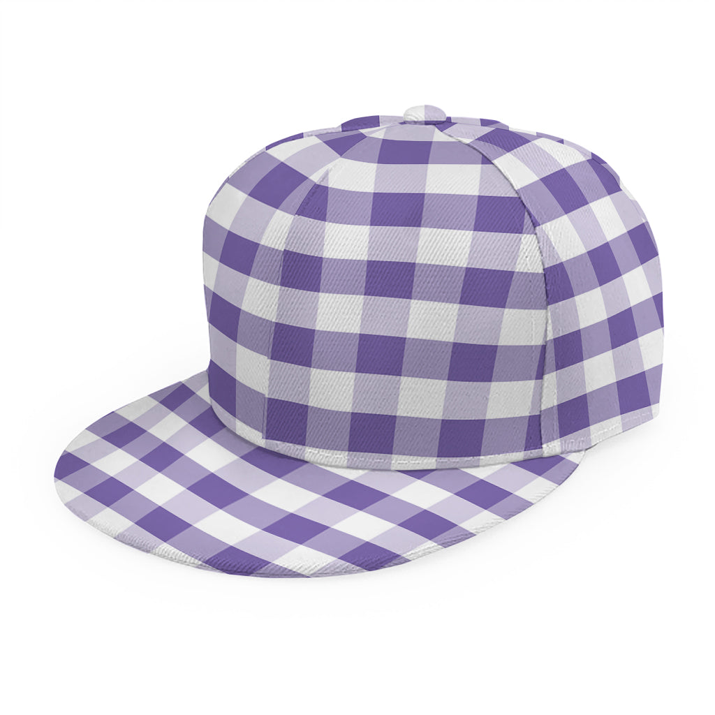 Purple And White Gingham Pattern Print Snapback Cap