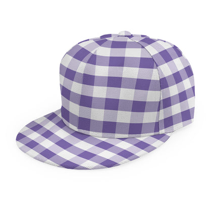 Purple And White Gingham Pattern Print Snapback Cap
