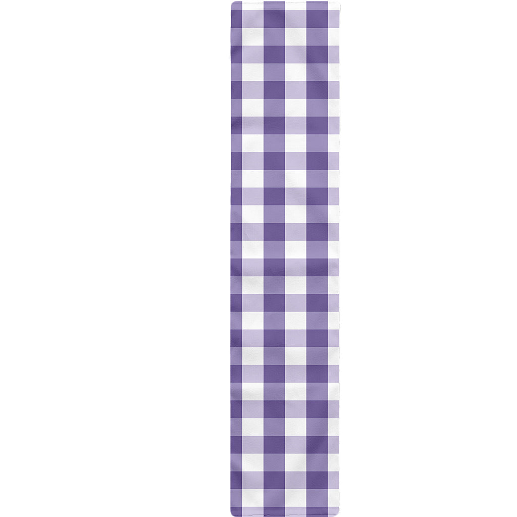 Purple And White Gingham Pattern Print Table Runner