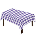 Purple And White Gingham Pattern Print Tablecloth