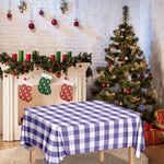 Purple And White Gingham Pattern Print Tablecloth