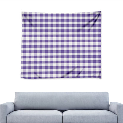 Purple And White Gingham Pattern Print Tapestry