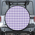Purple And White Gingham Pattern Print Tire Cover