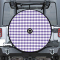 Purple And White Gingham Pattern Print Tire Cover With Camera Hole
