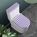 Purple And White Gingham Pattern Print Toilet Lid And Tank Cover Set