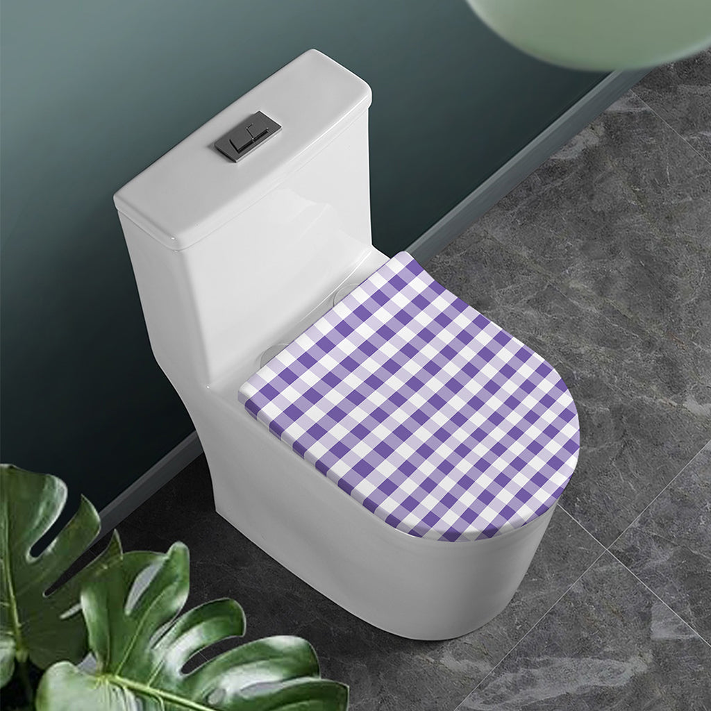 Purple And White Gingham Pattern Print Toilet Lid Cover
