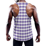 Purple And White Gingham Pattern Print Training Tank Top