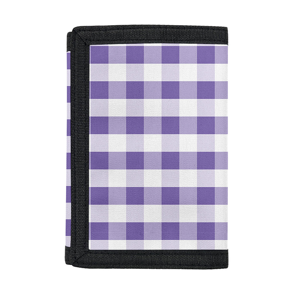 Purple And White Gingham Pattern Print Trifold Wallet