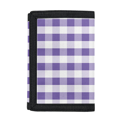 Purple And White Gingham Pattern Print Trifold Wallet
