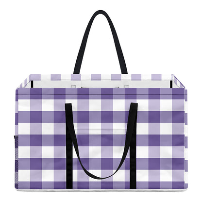 Purple And White Gingham Pattern Print Utility Tote Bag