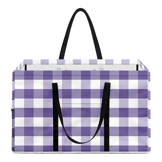 Purple And White Gingham Pattern Print Utility Tote Bag