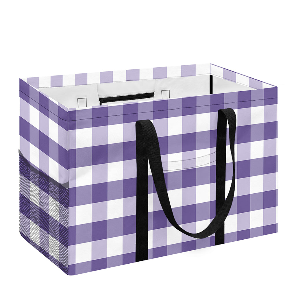 Purple And White Gingham Pattern Print Utility Tote Bag