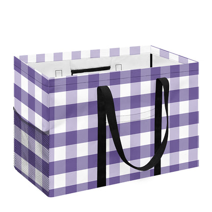 Purple And White Gingham Pattern Print Utility Tote Bag