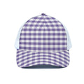 Purple And White Gingham Pattern Print White Mesh Trucker Hat