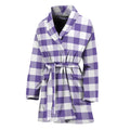 Purple And White Gingham Pattern Print Women's Bathrobe