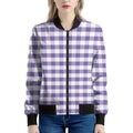 Purple And White Gingham Pattern Print Women's Bomber Jacket