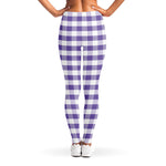 Purple And White Gingham Pattern Print Women's Leggings