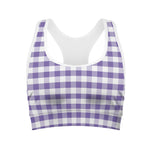 Purple And White Gingham Pattern Print Women's Sports Bra