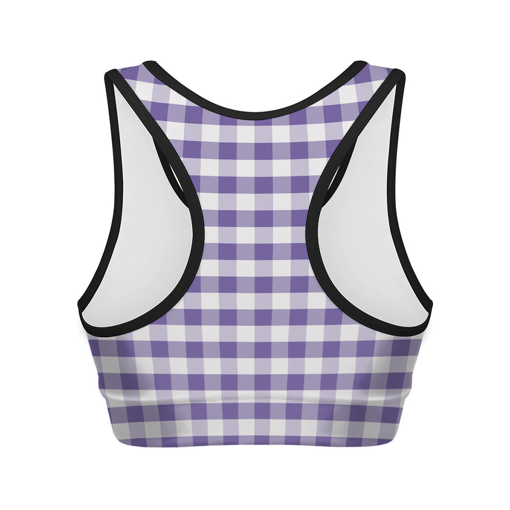Purple And White Gingham Pattern Print Women's Sports Bra