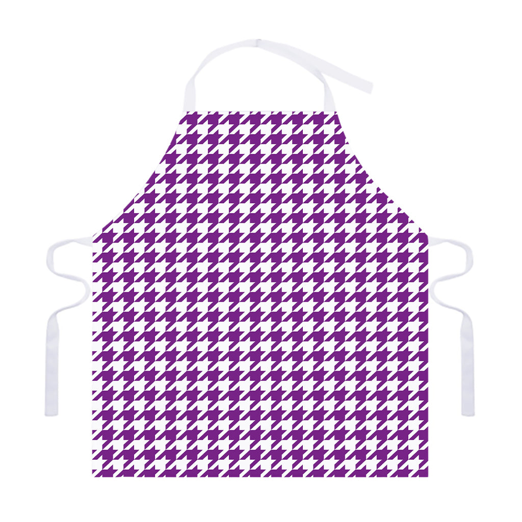 Purple And White Houndstooth Print Adjustable Apron