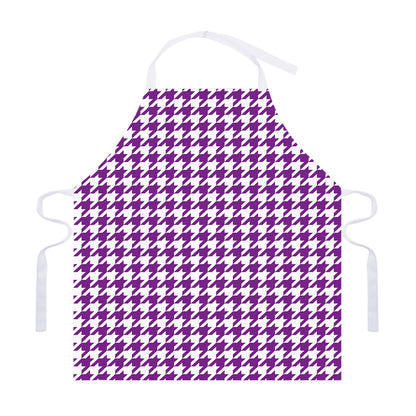 Purple And White Houndstooth Print Adjustable Apron