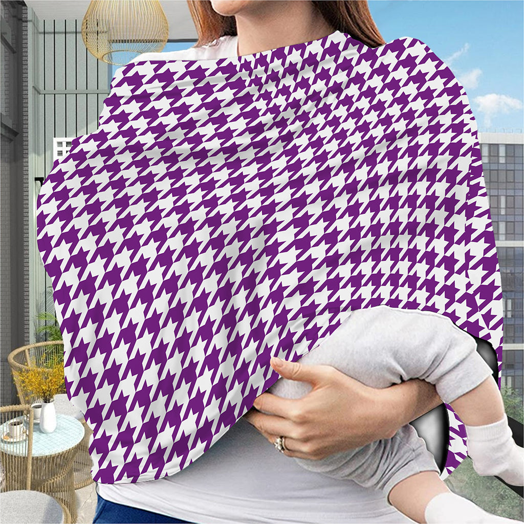 Purple And White Houndstooth Print Baby Seat Cover