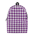 Purple And White Houndstooth Print School Backpack