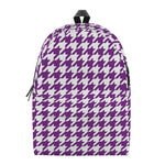 Purple And White Houndstooth Print Backpack