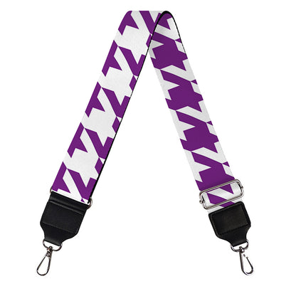Purple And White Houndstooth Print Bag Strap
