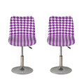 Purple And White Houndstooth Print Bar Stool Covers