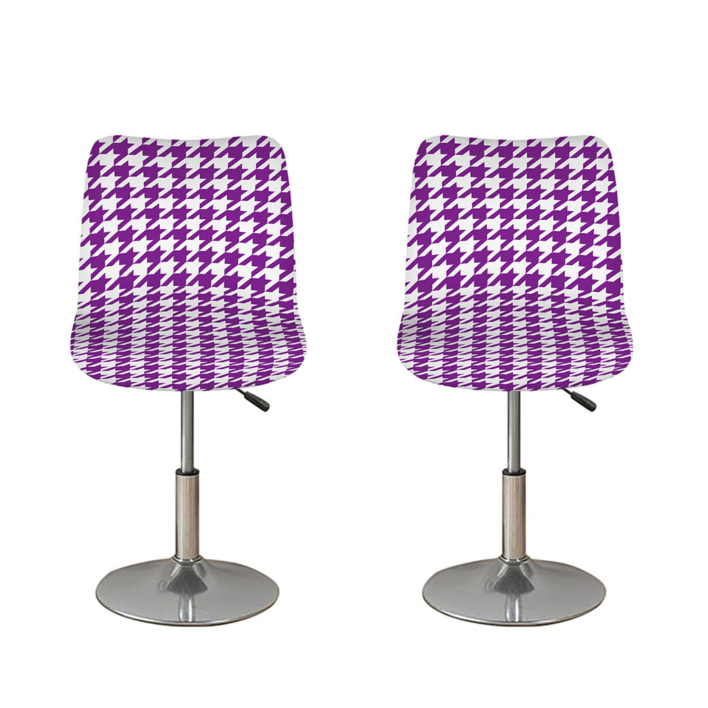 Purple And White Houndstooth Print Bar Stool Covers