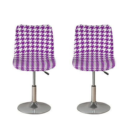 Purple And White Houndstooth Print Bar Stool Covers