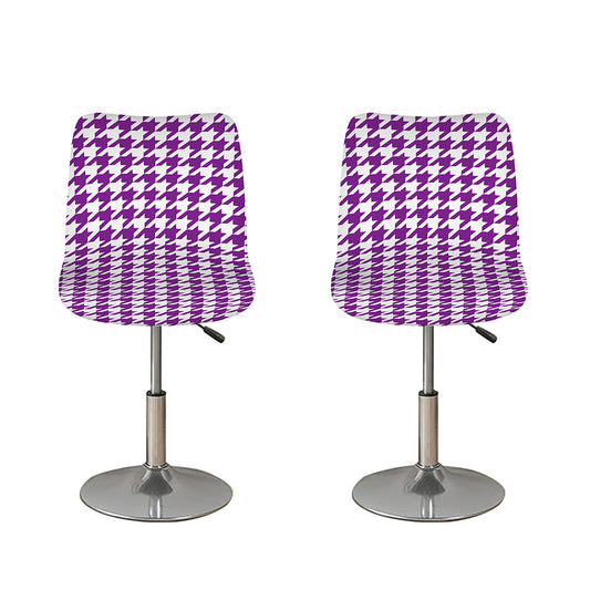 Purple And White Houndstooth Print Bar Stool Covers