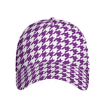 Purple And White Houndstooth Print Baseball Cap