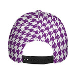 Purple And White Houndstooth Print Baseball Cap