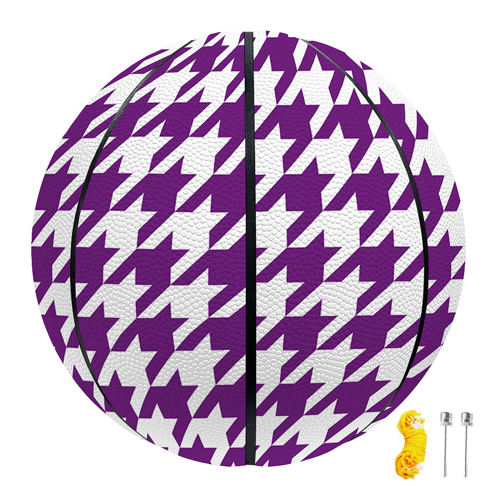 Purple And White Houndstooth Print Basketball