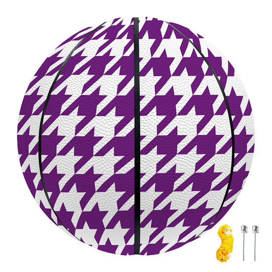 Purple And White Houndstooth Print Basketball