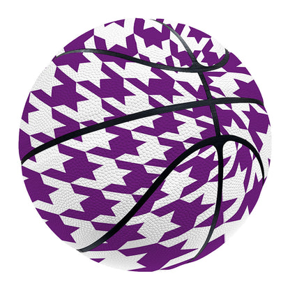 Purple And White Houndstooth Print Basketball