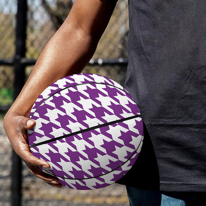 Purple And White Houndstooth Print Basketball